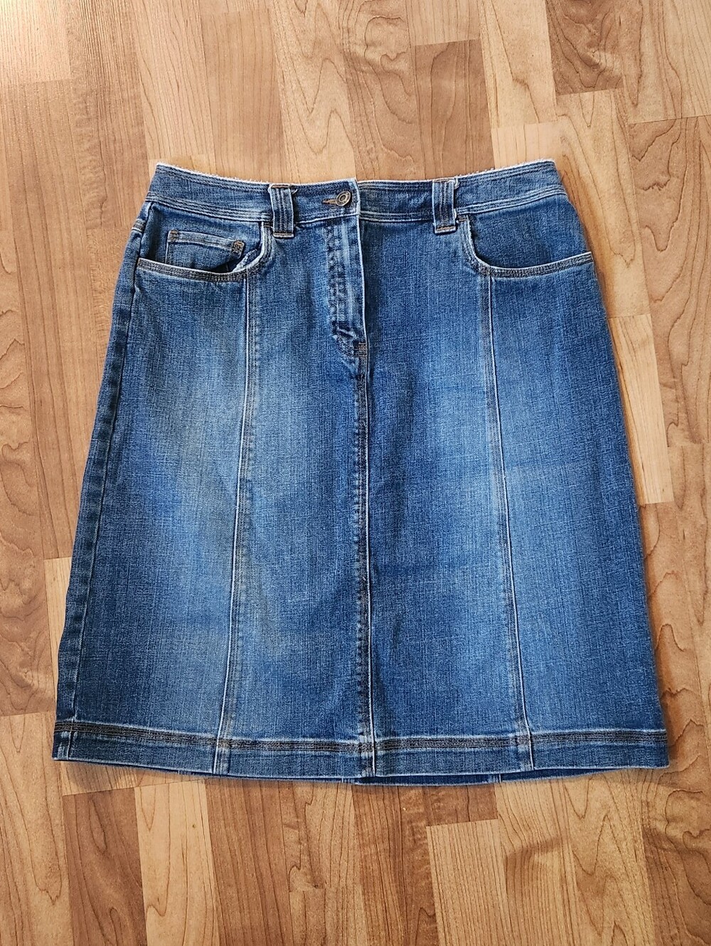 Talbots Stretch Knee Length Denim Skirt